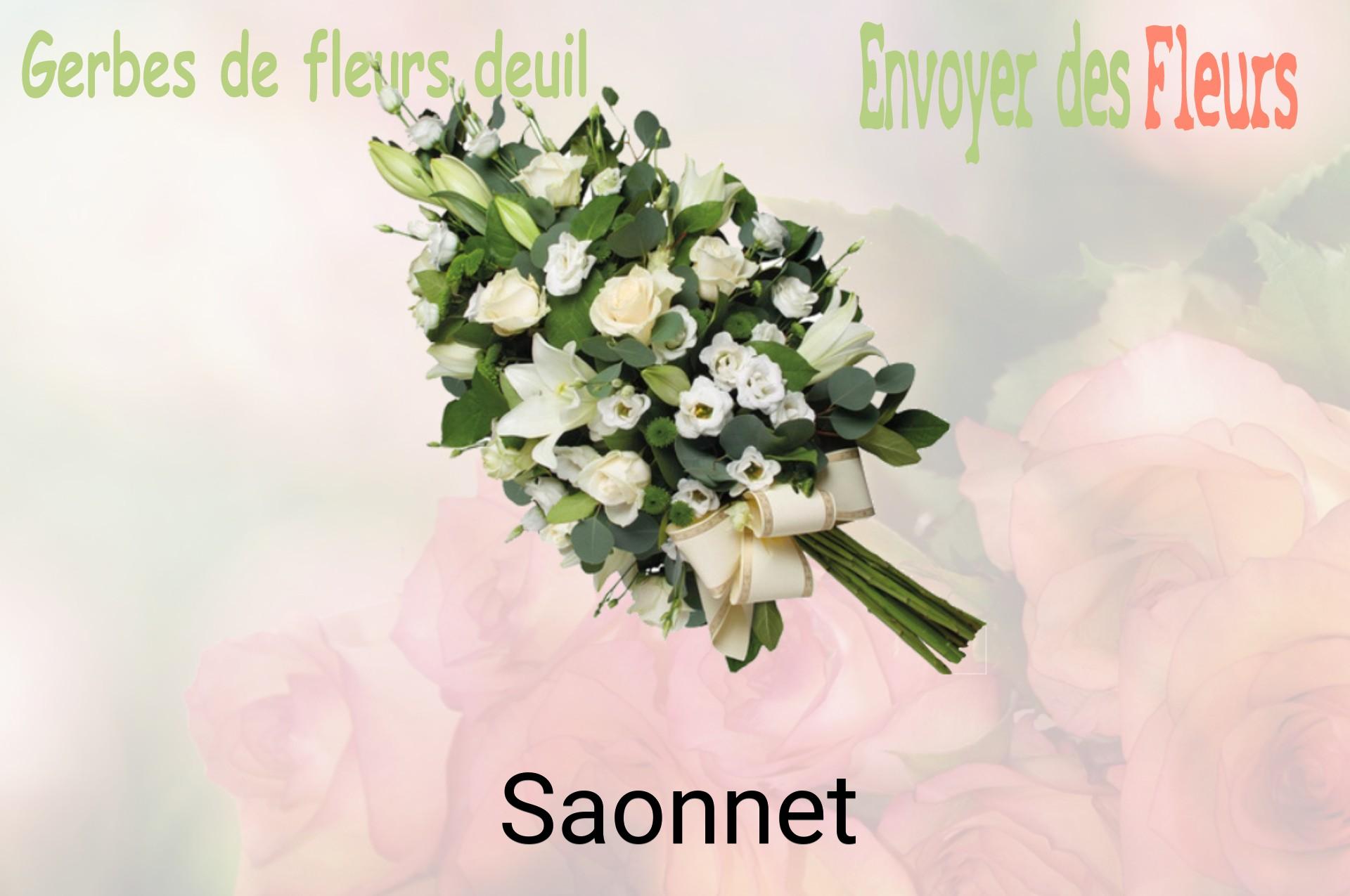 Gerbe de fleurs de deuil livrée à Saonnet